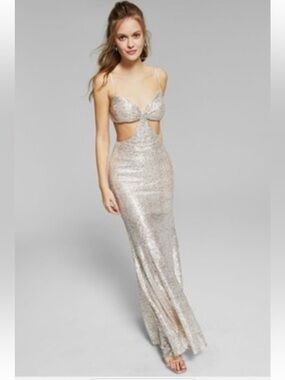 Macy's Gold Sequin Evening Dress